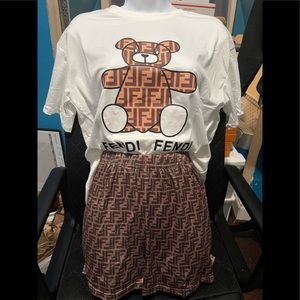 Set t-shirt and short with bear print